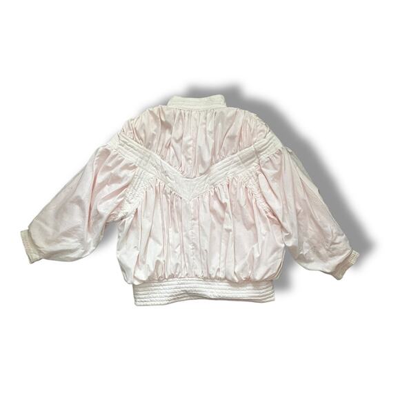 Vintage Abraxas Blush Pink Puff Sleeve Jacket w/ White Trim | Size S - Picture 6 of 6